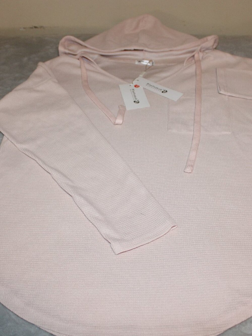 Morhuduck Thermal Waffle Knit Hoodie — Pink Lightweight Pullover — NWT — Women’s